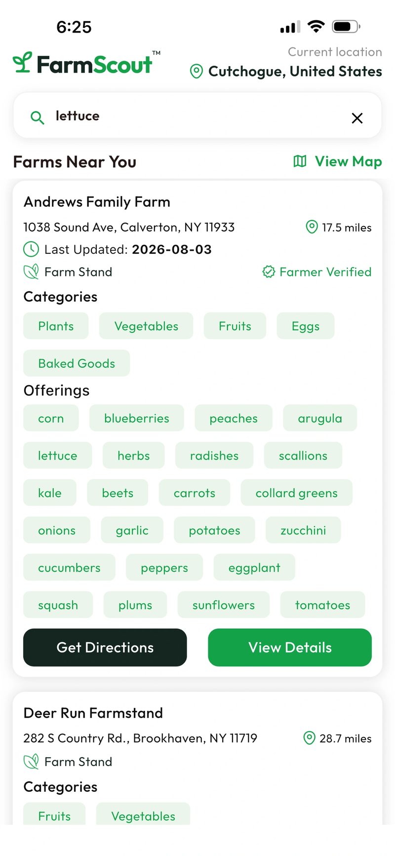 FarmScout app listing detail.