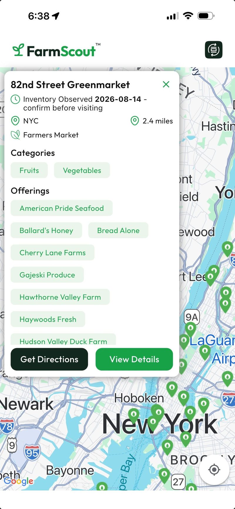 FarmScout app in New York City.