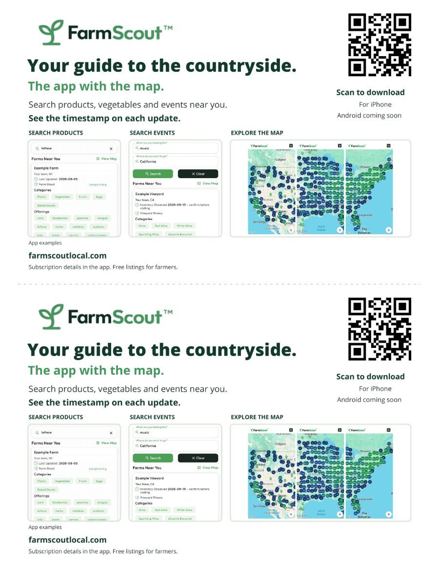 FarmScout national two-up counter cards